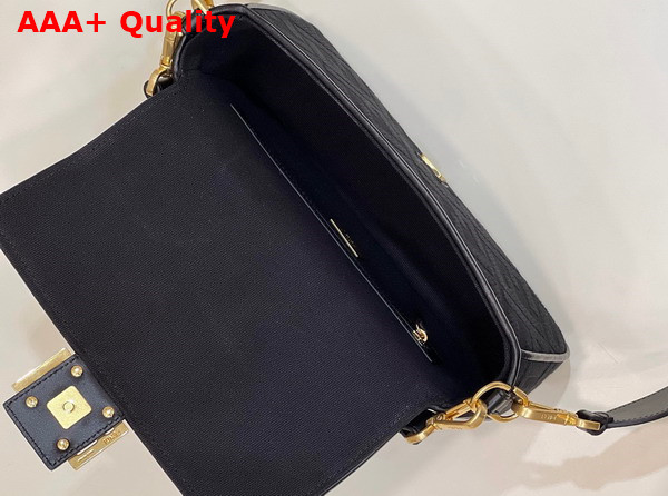 Fendi Baguette Black FF Canvas Bag Replica