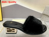 Fendi Baguette Black Mink Slides Replica