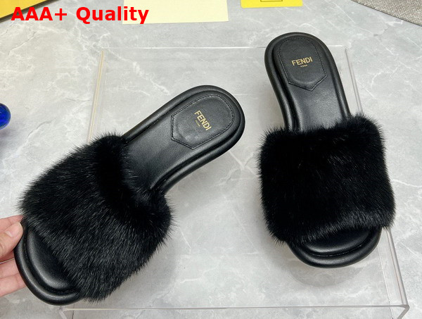 Fendi Baguette Black Mink Slides Replica