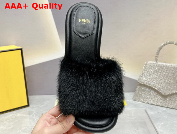 Fendi Baguette Black Mink Slides Replica