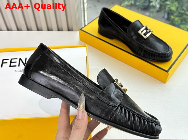 Fendi Baguette Black Nappa Leather Loafers Replica