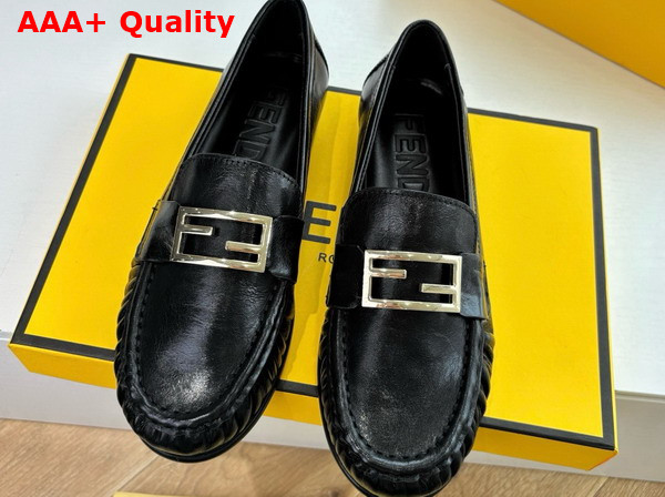 Fendi Baguette Black Nappa Leather Loafers Replica