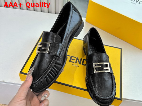 Fendi Baguette Black Nappa Leather Loafers Replica