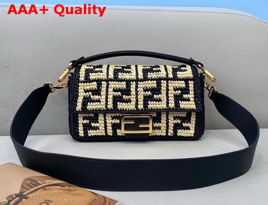 Fendi Baguette Black Raffia FF Bag Replica