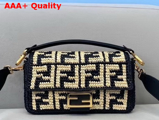 Fendi Baguette Black Raffia FF Bag Replica