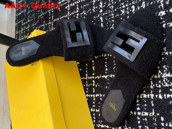 Fendi Baguette Black Shearling Slides Replica