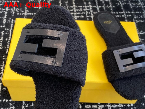 Fendi Baguette Black Shearling Slides Replica