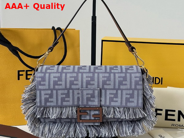 Fendi Baguette Blue Denim Effect FF Jacquard Bag Replica