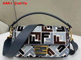 Fendi Baguette Blue Multicolor Canvas Bag with FF Embroidery Replica