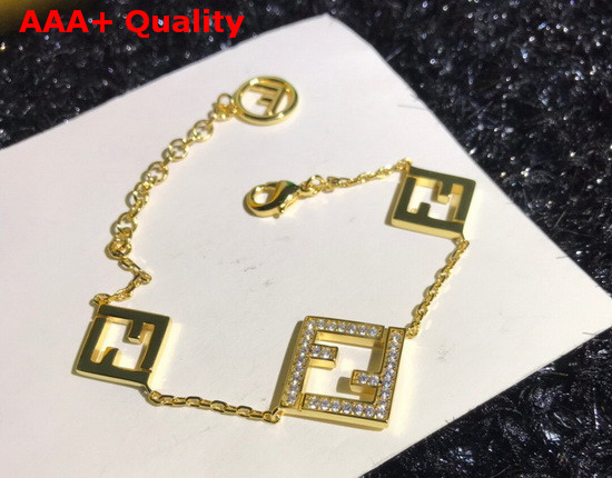 Fendi Baguette Bracelet Gold Color Diamonds Replica