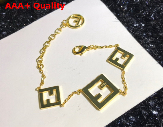 Fendi Baguette Bracelet Gold Color Diamonds Replica