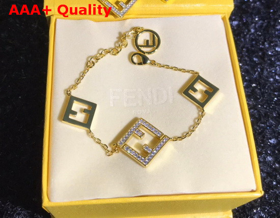 Fendi Baguette Bracelet Gold Color Diamonds Replica