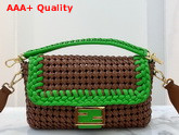 Fendi Baguette Brown Leather Interlace Bag Replica