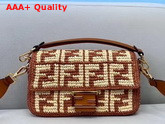 Fendi Baguette Brown Raffia FF Bag Replica