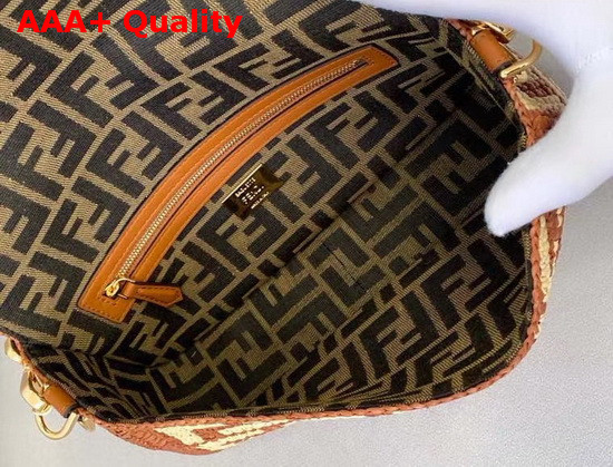 Fendi Baguette Brown Raffia FF Bag Replica