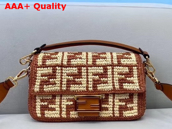 Fendi Baguette Brown Raffia FF Bag Replica