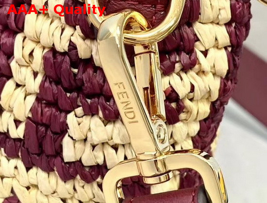 Fendi Baguette Burgundy Raffia FF Bag Replica