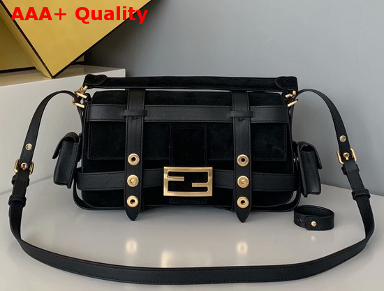 Fendi Baguette Cage Black Suede Bag Replica