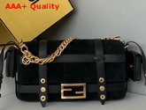 Fendi Baguette Cage Black Suede Bag Replica