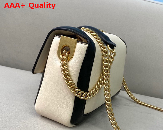 Fendi Baguette Chain Black and White Nappa Leather Bag Replica