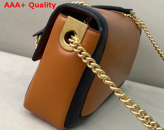 Fendi Baguette Chain Brown and Black Nappa Leather Bag Replica