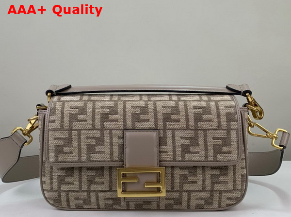 Fendi Baguette Dark Gray FF Tapestry Fabric Bag Replica