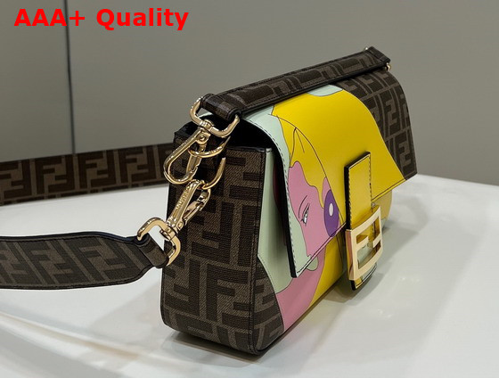 Fendi Baguette FF Glazed fabric Bag with Inlay Multicolor Replica