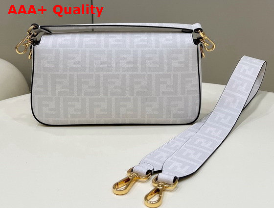 Fendi Baguette FF White Glazed Fabric Bag with Inlay Replica