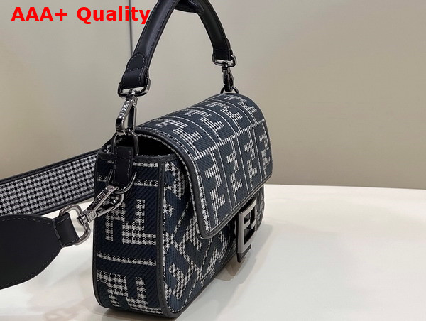 Fendi Baguette Gray Houndstooth Wool Bag with FF Embroidery Replica