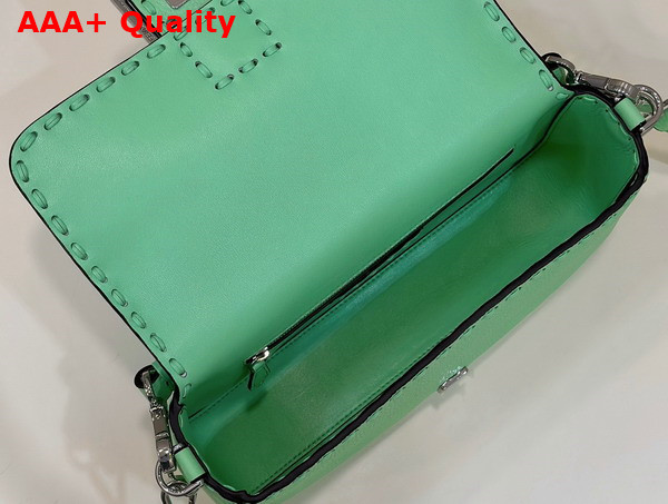 Fendi Baguette Green Selleria Bag with Oversize Topstitching Replica