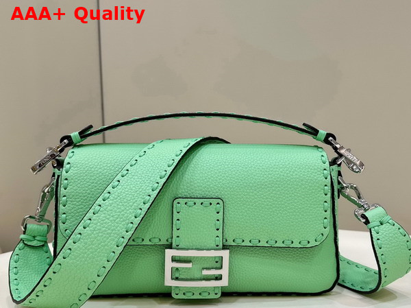 Fendi Baguette Green Selleria Bag with Oversize Topstitching Replica