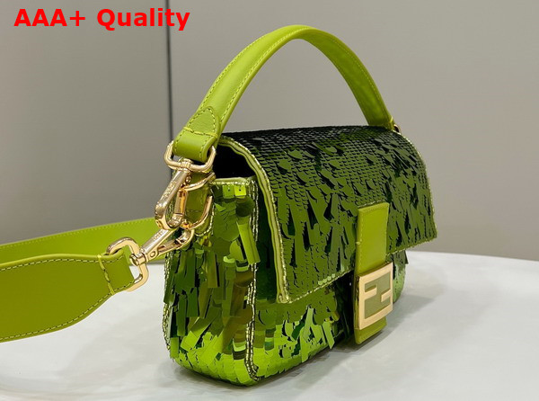 Fendi Baguette Green Sequin and Leather Bag Replica