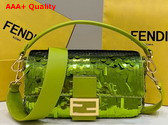 Fendi Baguette Green Sequin and Leather Bag Replica