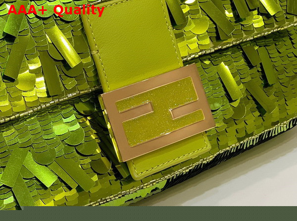 Fendi Baguette Green Sequin and Leather Bag Replica