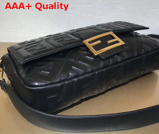 Fendi Baguette Large Bag in Black Lambskin with All Over FF Motif Replica