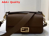 Fendi Baguette Large Bag in Brown Romano Leather Replica