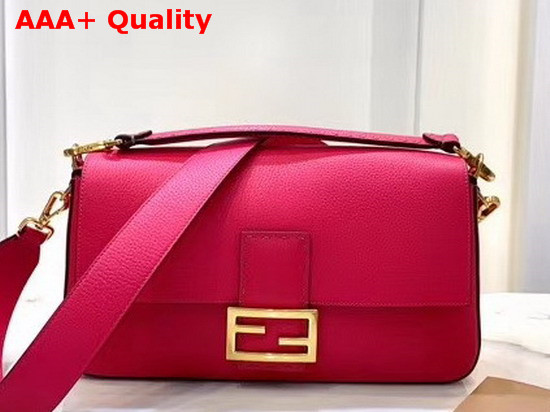 Fendi Baguette Large Bag in Fuchsia Romano Leather Replica