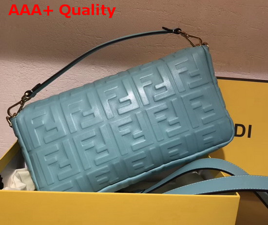 Fendi Baguette Large Bag in Pale Blue Lambskin with All Over FF Motif Replica