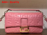 Fendi Baguette Large Bag in Pink Lambskin with All Over FF Motif Replica