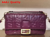 Fendi Baguette Large Bag in Purple Lambskin with All Over FF Motif Replica