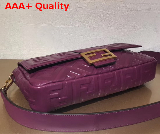 Fendi Baguette Large Bag in Purple Lambskin with All Over FF Motif Replica