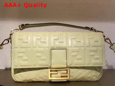 Fendi Baguette Large Bag in Yellow Lambskin with All Over FF Motif Replica