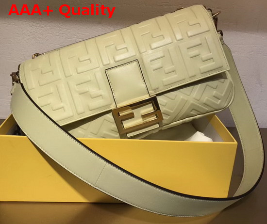 Fendi Baguette Large Bag in Yellow Lambskin with All Over FF Motif Replica