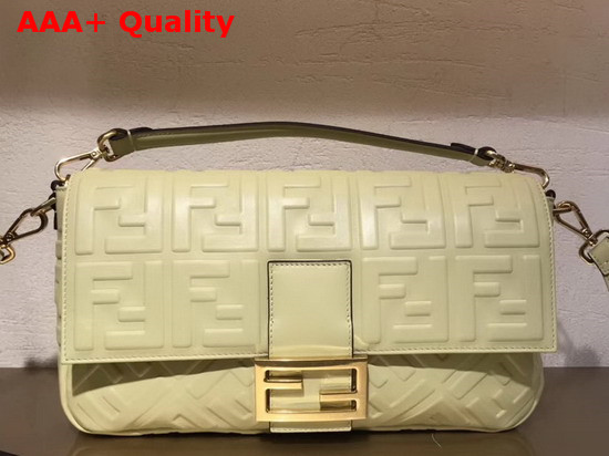 Fendi Baguette Large Bag in Yellow Lambskin with All Over FF Motif Replica