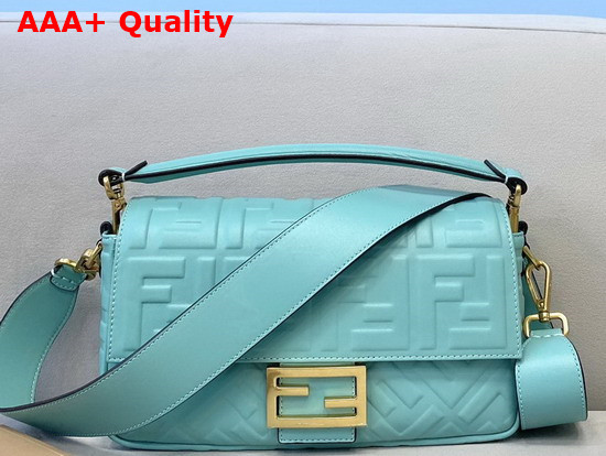Fendi Baguette Light Blue Nappa Leather FF Bag Replica