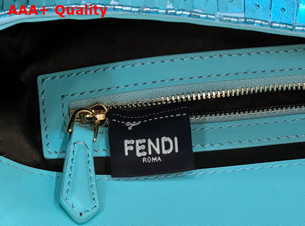 Fendi Baguette Light Blue Sequin and Leather Bag Replica