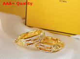 Fendi Baguette Medium Earrings with Crystals Gold Color Replica