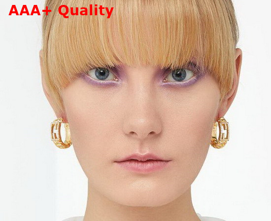 Fendi Baguette Medium Earrings with Crystals Gold Color Replica
