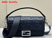 Fendi Baguette Midnight Blue Nappa Leather Bag with FF Motif Replica