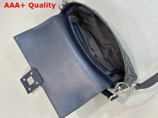 Fendi Baguette Midnight Blue Nappa Leather Bag with FF Motif Replica